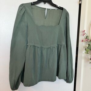 Chic Green Babydoll Blouse